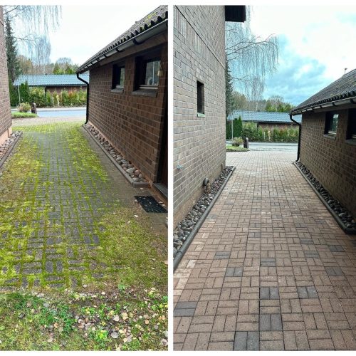 piha Sammaloitunut piha ennen ja jälkeen pesun